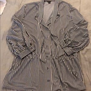 Ann Taylor Button Down Cinched Waist Top